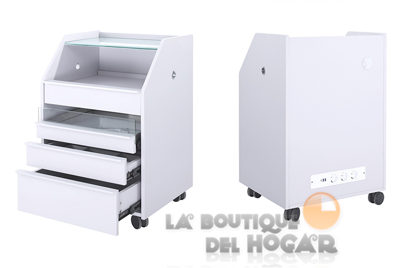 Carrito Auxiliar de pedicura con cajones y Luz Ultravioleta Modelo Tash
