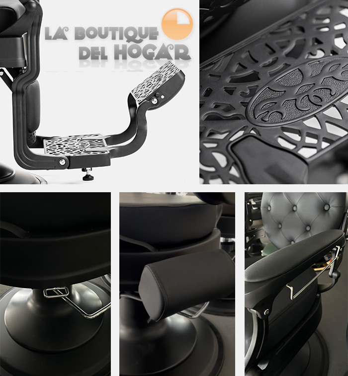 Sillón Clásico de Barbero hidráulico estilo Retro Vintage con reposapies integrado Modelo Buzz