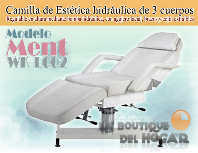 Camilla de Estética hidráulica de 3 cuerpos con agujero facial Modelo Ment WK-E002