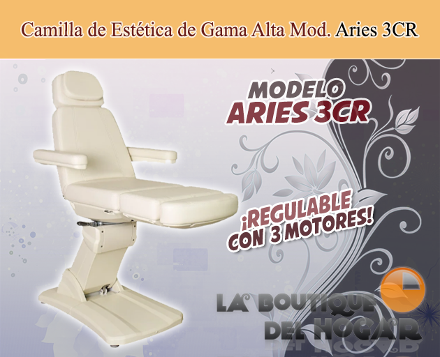 Camilla de Estética Gama Alta de 3 motores con botoneras y pedales integrados Modelo Aries 4W