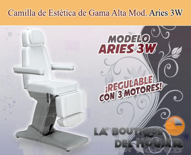 Camilla de Estética Gama Alta de 3 motores con botoneras y pedales integrados Modelo Aries 4W