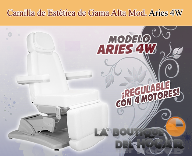 Camilla de Estética Gama Alta de 4 motores con botoneras y pedales integrados Modelo Aries 4W