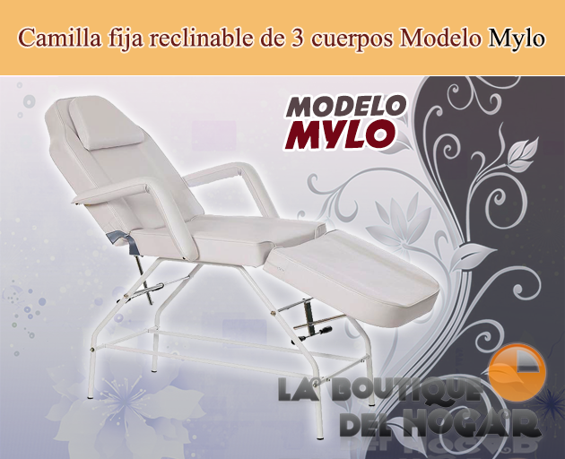 Camilla de belleza fija reclinable de 3 cuerpos