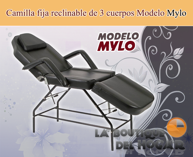 Camilla de belleza fija reclinable de 3 cuerpos