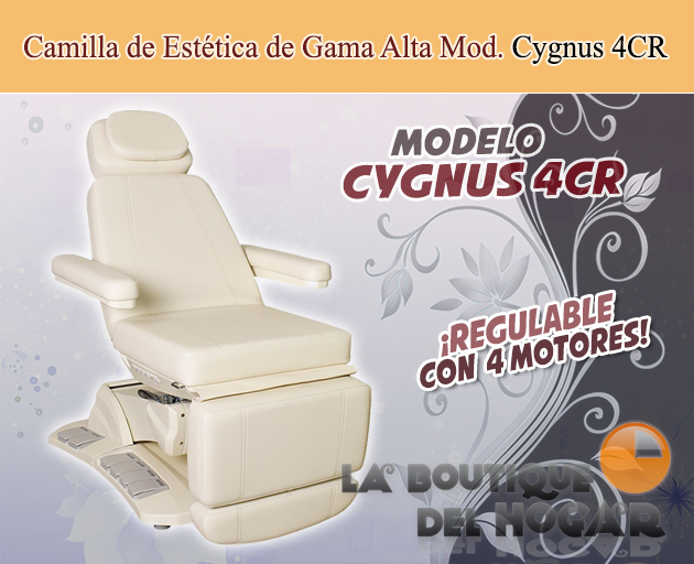 Camilla de Estética Gama Alta de 4 motores con botoneras y pedales integrados Modelo Cygnus 4CR