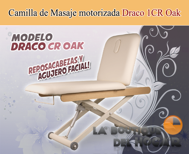 Camilla de masaje eléctrica de 2 cuerpos con agujero facial Modelo Draco 1CR Oak