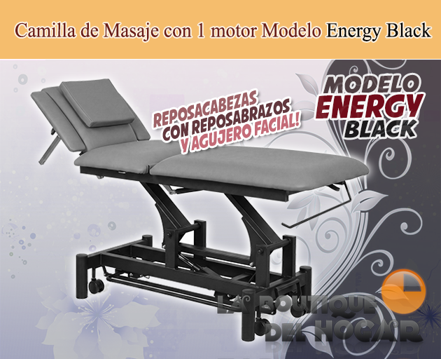 Camilla de Masaje eléctrica de 5 secciones con 1 motor Modelo Energy Black