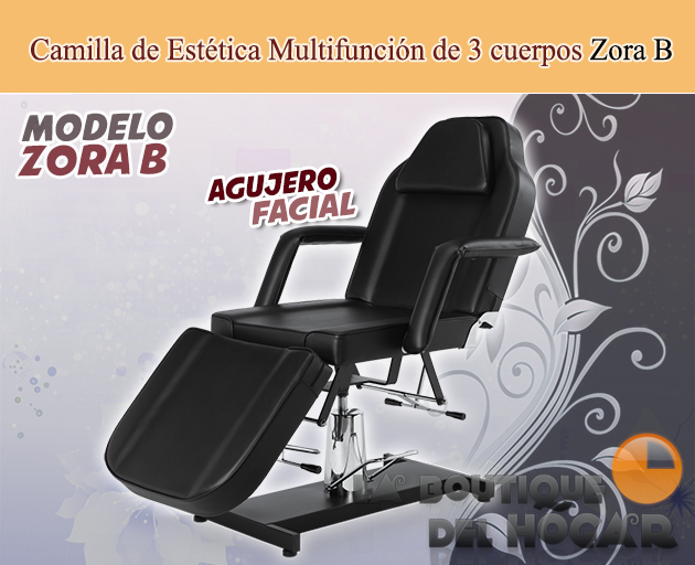Camilla de Estética hidráulica de 3 cuerpos con agujero facial Modelo Liv