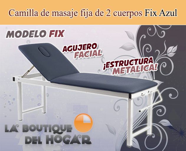Camilla de masaje fija de 2 cuerpos con agujero facial Modelo Fix azul