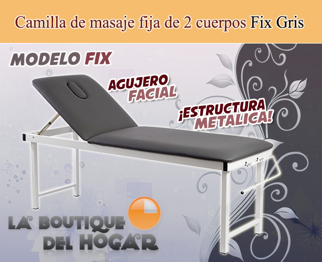 Camilla de masaje fija de 2 cuerpos con agujero facial Modelo Fix gris oscuro