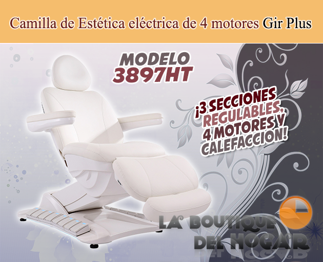 Camilla de Estética Gama Alta de 4 motores con agujero facial Modelo Gir Plus