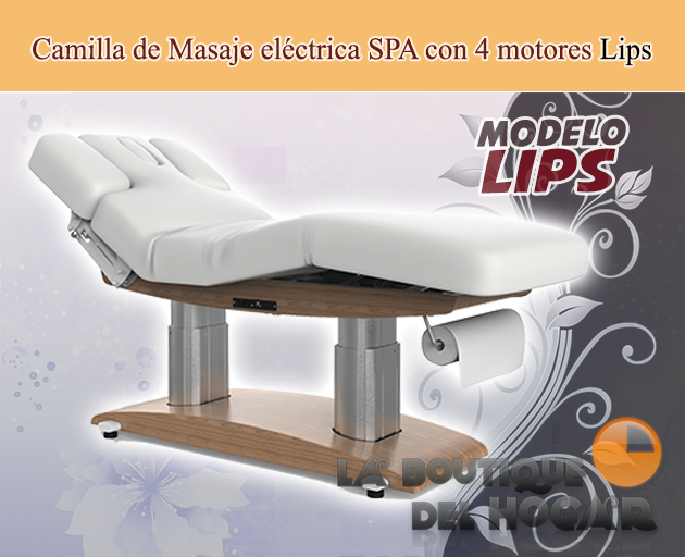 Camilla de Masaje eléctrica SPA con 4 motores y acabado de madera Natural Modelo Lips