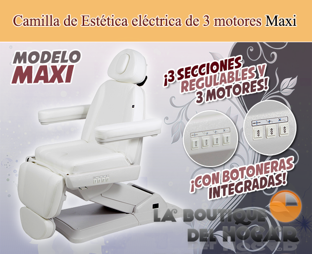 Camilla de Estética motorizada de 3 cuerpos y 3 motores con agujero facial Modelo Maxi 2235B