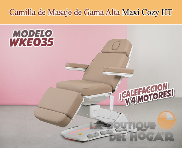 Camilla de Estética Gama Alta de 4 motores con botoneras y pedales integrados Modelo Maxi Cozy HT