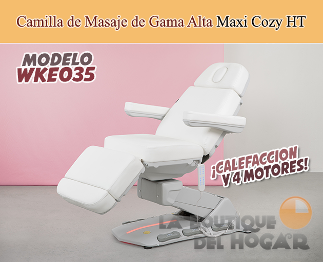 Camilla de Estética Gama Alta de 4 motores con botoneras y pedales integrados Modelo Maxi Cozy HT