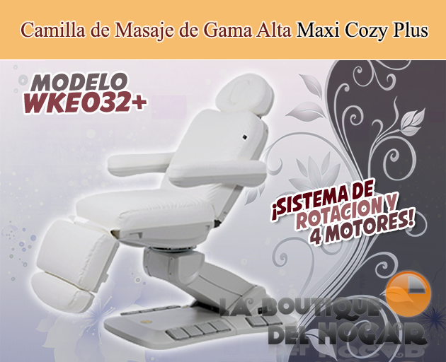 Camilla de Estética Gama Alta de 4 motores con botoneras y pedales integrados Modelo Maxi Cozy Plus