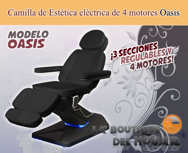 Camilla de Estética motorizada de 3 cuerpos con agujero facial Modelo Oasis