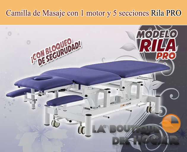 Camilla de Masaje eléctrica de 5 secciones con 1 motor y agujero facial Modelo Rila Coinfycare
