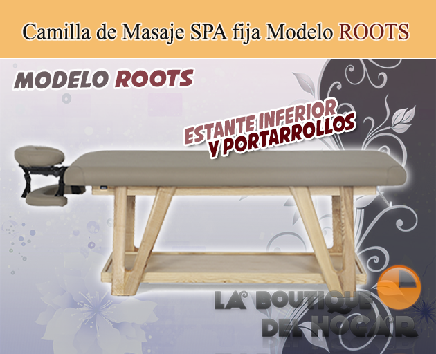 Camilla de masaje Spa fija con estructura de madera Modelo Roots