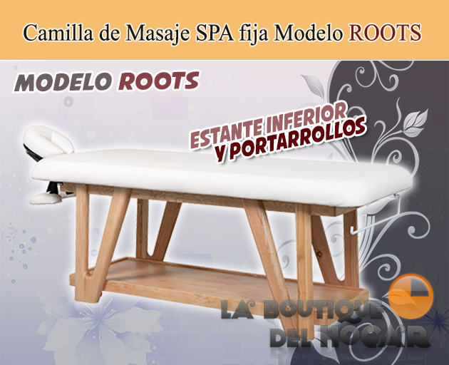 Camilla de masaje Spa fija con estructura de madera Modelo Roots 