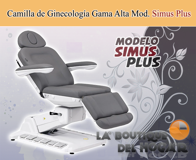 Camilla de Ginecología Gama Alta de 4 motores con botoneras y pedales integrados Modelo Simus Plus