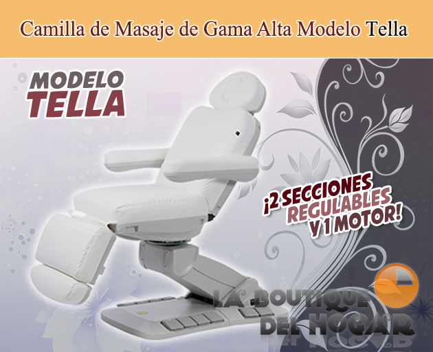 Camilla de Estética Gama Alta de 4 motores con botoneras y pedales integrados Modelo Tella 2246EBN+