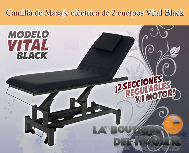 Camilla de masaje eléctrica de 2 cuerpos con agujero facial Modelo Vital Black