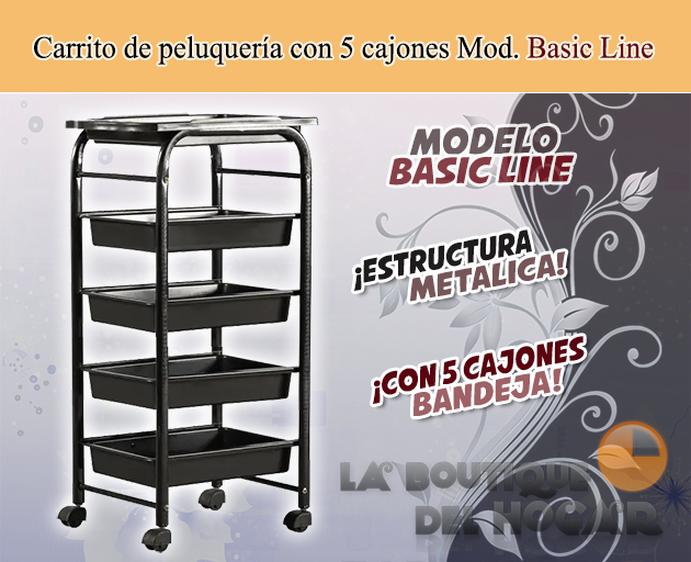 Carrito de peluquería con 5 cajones Basic Line