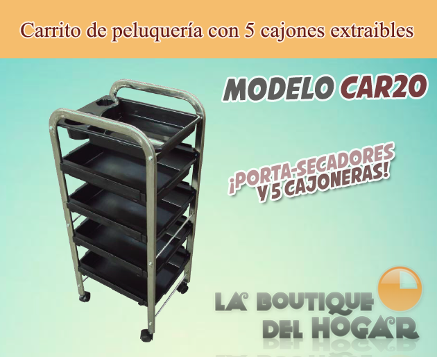 Carrito de peluquería con cajones extraíbles Modelo CAR20