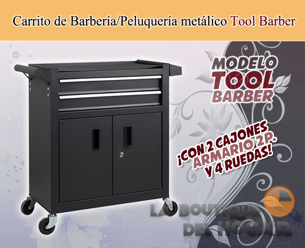 Tocador de Peluquería estilo Moderno con espejo Modelo Patrick Black