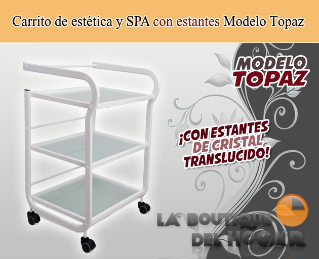 Carrito de estética de diseño con estantes Topaz