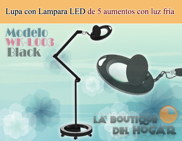 Lupa con Lampara LED de 5 aumentos con luz fría y brazo articulado Modelo Mega WK-L003