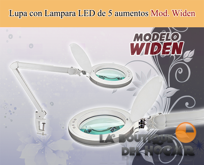 Lupa con Lampara LED de 5 aumentos con luz fría y brazo articulado Widen