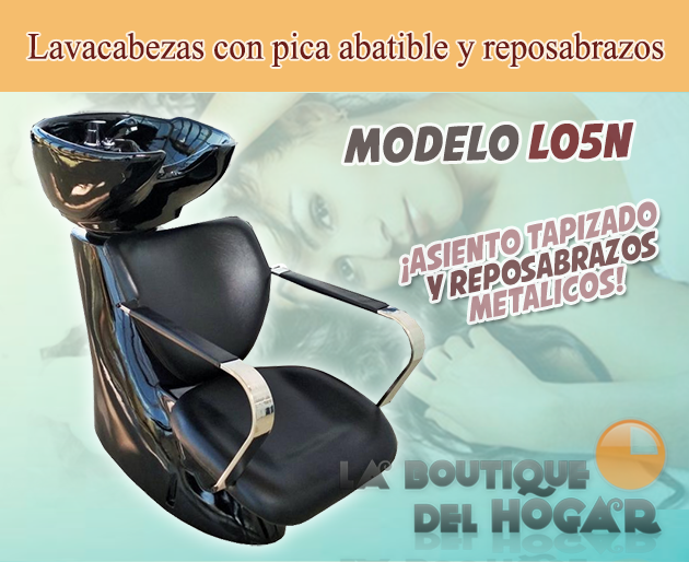 Lavacabezas con pica abatible y reposabrazos metálicos Aglaya Modelo L05N - color negro