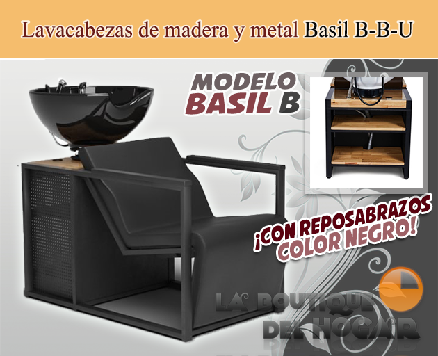 Lavacabezas Con Respaldo Ergonómico Modelo Cubo Basic color Negro