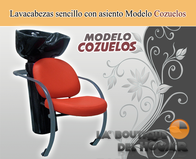 Lavacabezas sencillo con pica negra basculante y asiento tapizado Modelo Cozuelos - Color Rojo