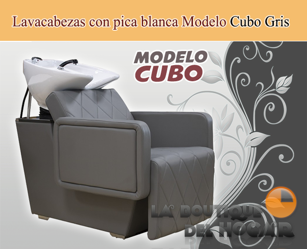 Lavacabezas con pica blanca y respaldo ergonómico Modelo Cubo Gris