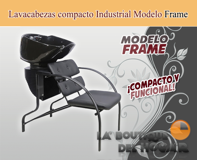 Lavacabezas compacto de estilo industrial con pica negra Modelo Frame