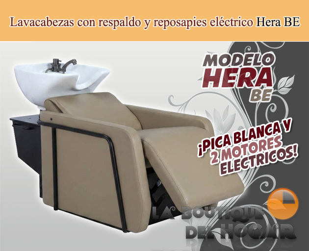 Lavacabezas Gama Alta pica blanca con respaldo y reposapies eléctrico Modelo Hera