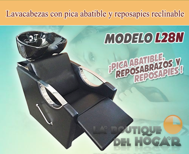 Lavacabezas con pica abatible y reposapies reclinable Modelo L28 - color negro
