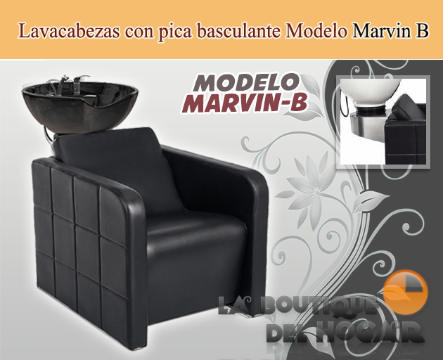 Lavacabezas con pica basculante negra y acabado en acero Modelo Marvin B
