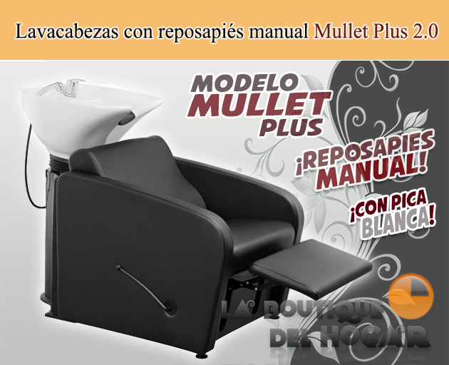 Lavacabezas con pica encabezado-lavacabezas-mullet-plus-pica-blanca.png y respaldo ergonómico Modelo Mullet Plus 2.0 Negro