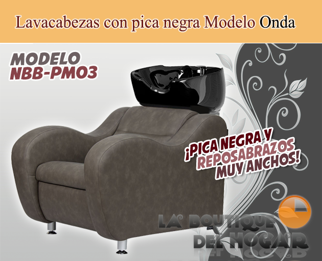 Lavacabezas Onda con pica blanca Modelo NBB-PM03 - Color Marrón Grisáceo