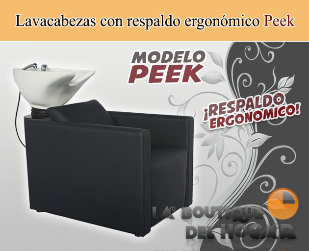 Lavacabezas con pica blanca y respaldo ergonómico Modelo Peek Negro