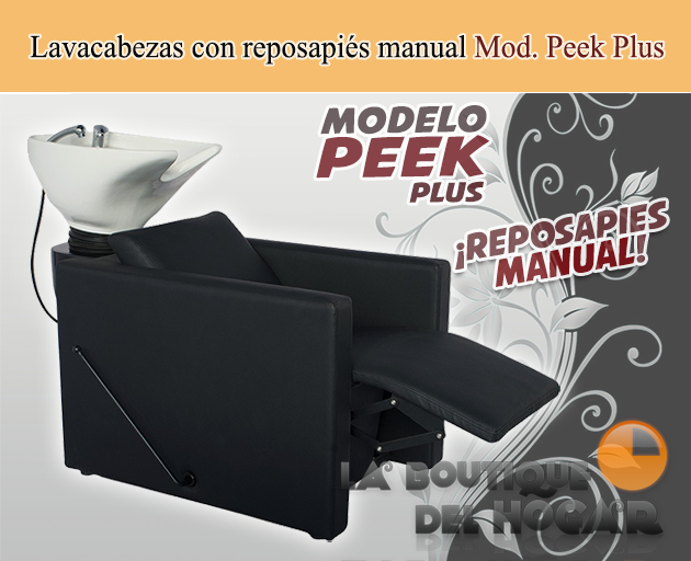 Lavacabezas con pica negra y respaldo ergonómico Modelo Peek Plus Negro