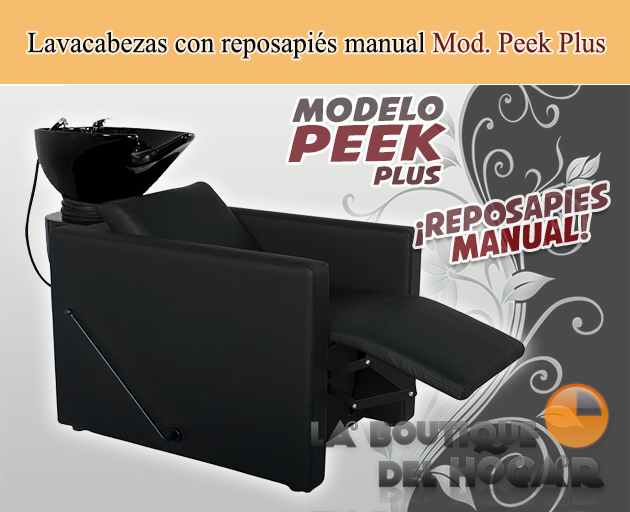Lavacabezas con pica negra y respaldo ergonómico Modelo Peek Plus Negro
