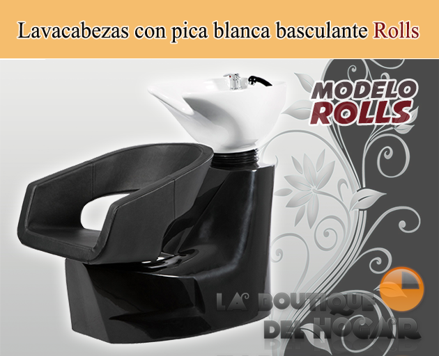 Lavacabezas con pica blanca y asiento ergonómico Modelo Rolls