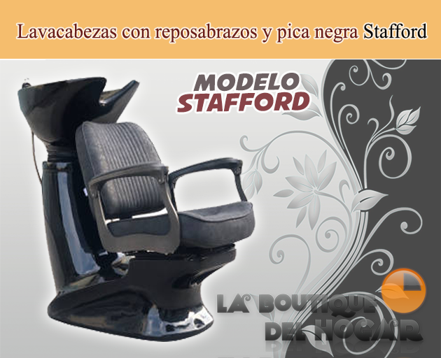 Lavacabezas con reposabrazos y pica negra Modelo Stafford Negro