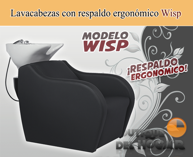 Lavacabezas con pica blanca y respaldo ergonómico Modelo Wisp Negro