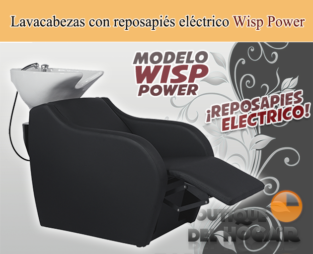 Lavacabezas con pica blanca y respaldo ergonómico Modelo Wisp Power Negro